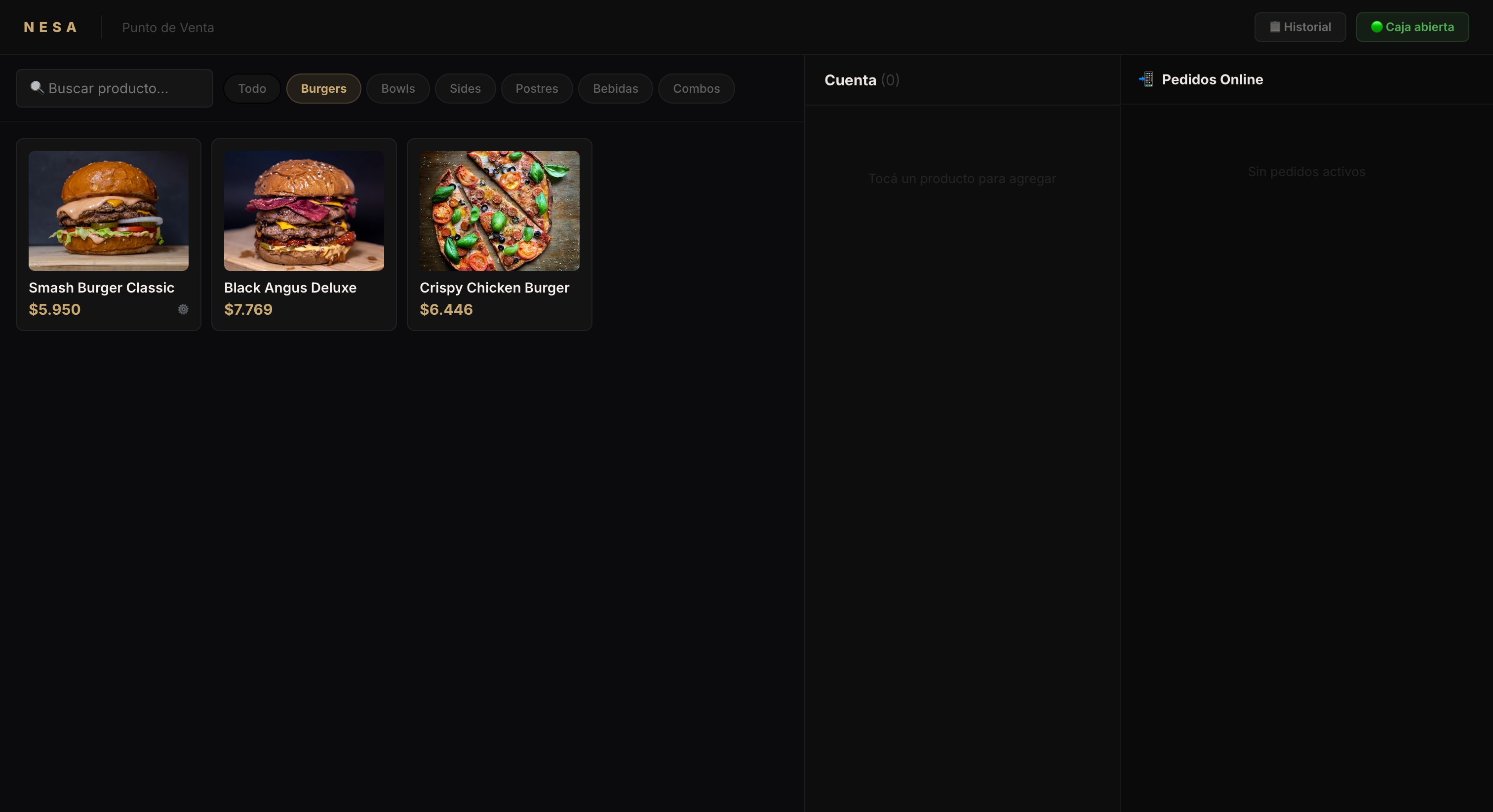 Administración del menú